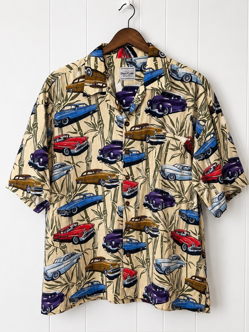 David Carey Originals Classic Car Hawaiian Camp Shirt Mens 2XL / 3XL Oversized